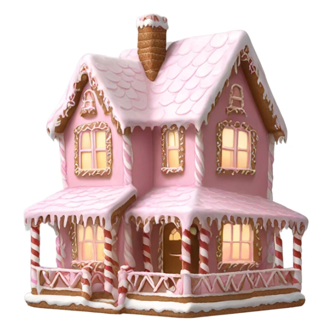 Big Light Pink very detailed gingerbread house , realistic  sticker