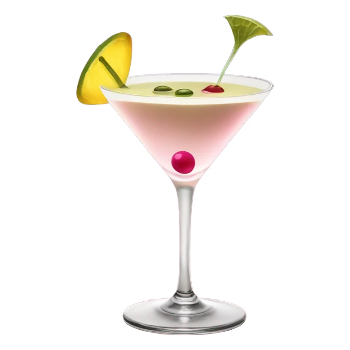 Dirty martini with a pink martini glass sticker