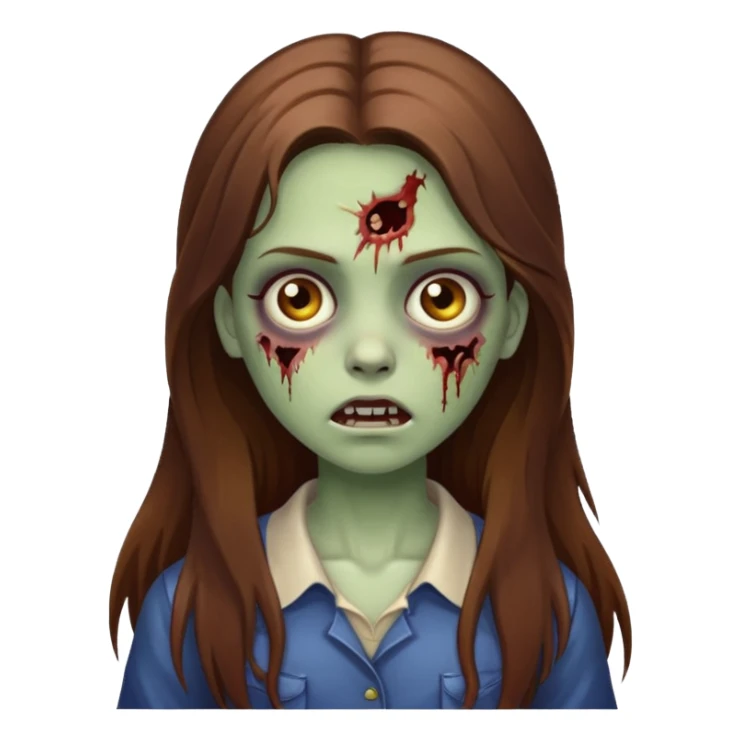 girl zombie with long brown hair sticker