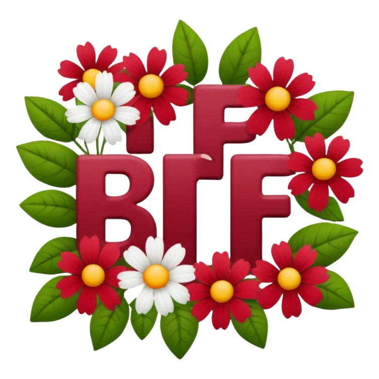 bff text white with summer flowers around and they are dark red sticker