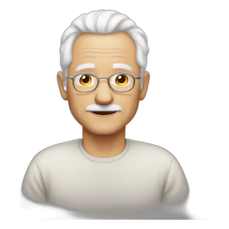 Older man white hair without glasses and without mustache sticker