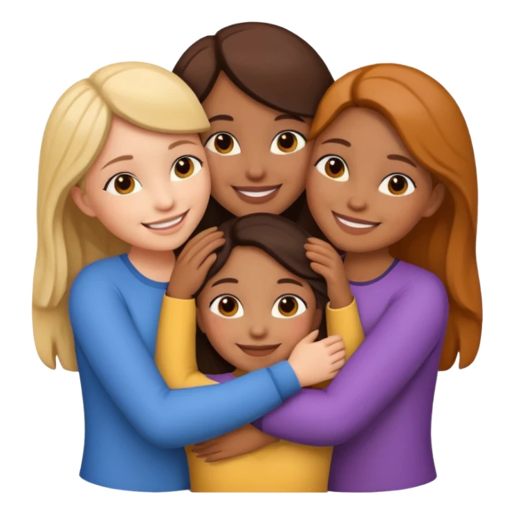 Three girls hugging emoji sticker