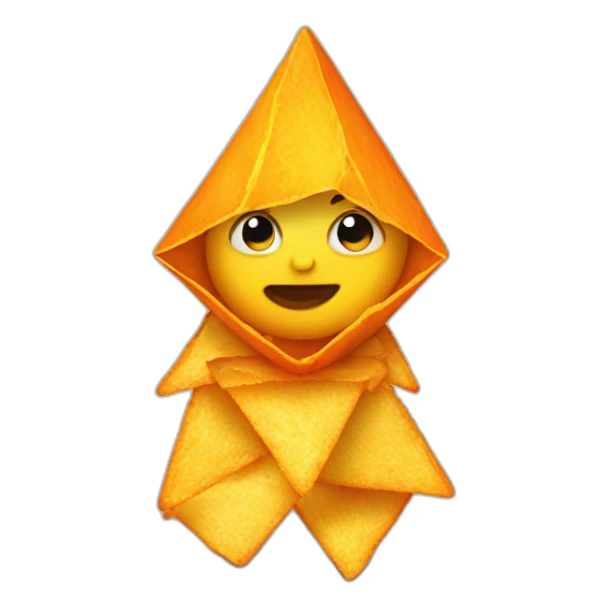 A baby that looks like a Doritos with a sun sticker