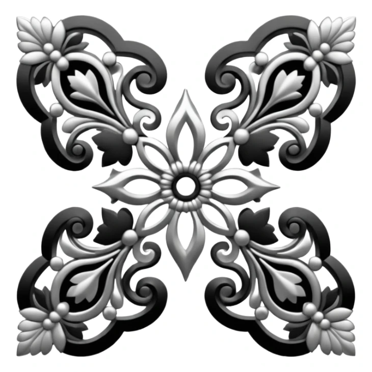 Black and silver filigree page corner, 3D, extremely detailed design sticker