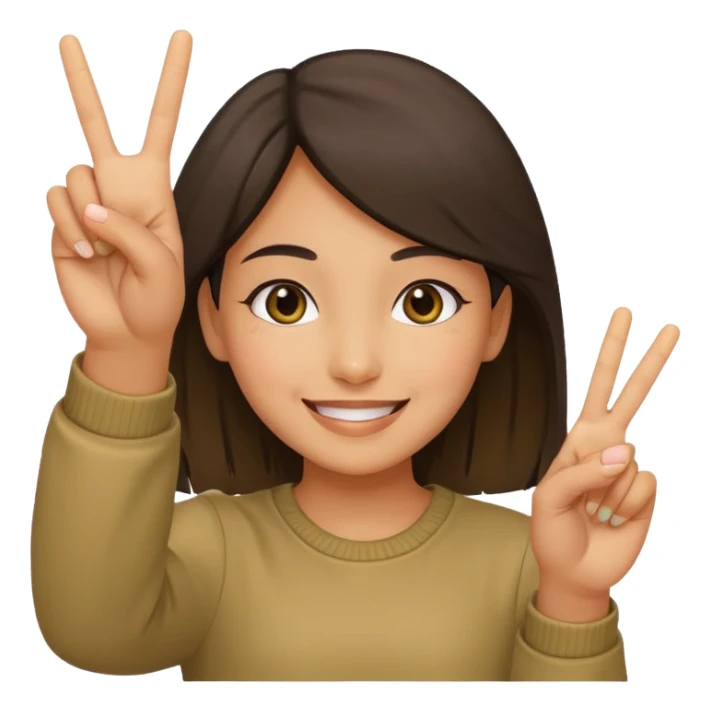 smiling girl with peace sign\ sticker