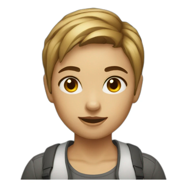 junior woman developer short hair no glasses sticker