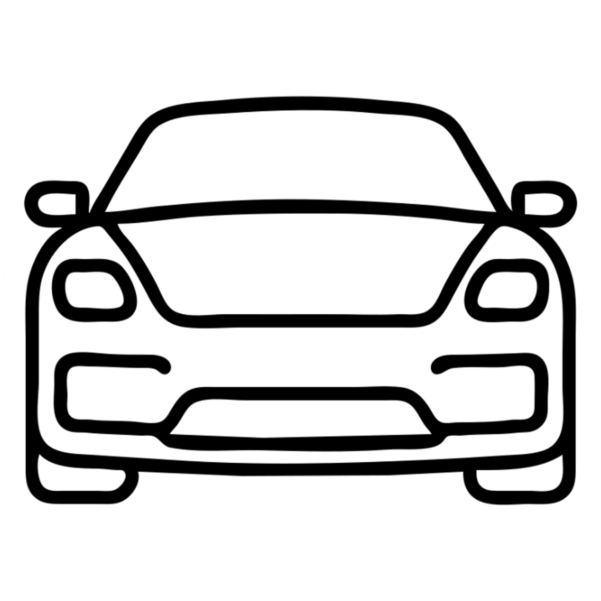 Porsche car, line art icon style, black outlines, no fill, minimalistic sticker