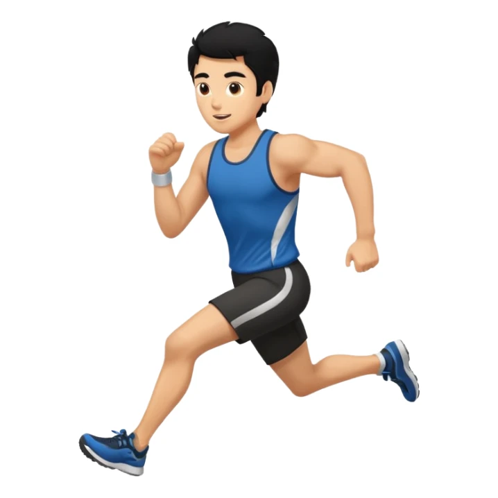 man running black hair sticker