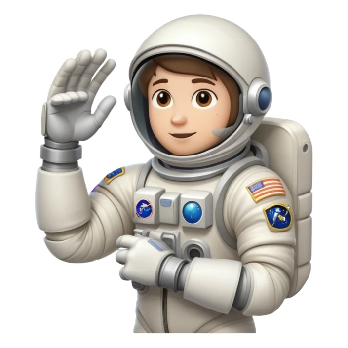 flexed biceps arm with white sleeve and astronaut gloves sticker