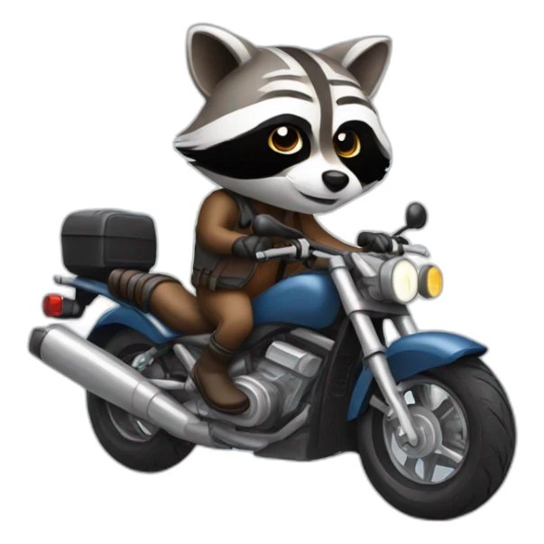 Raccoon  on motorbike sticker