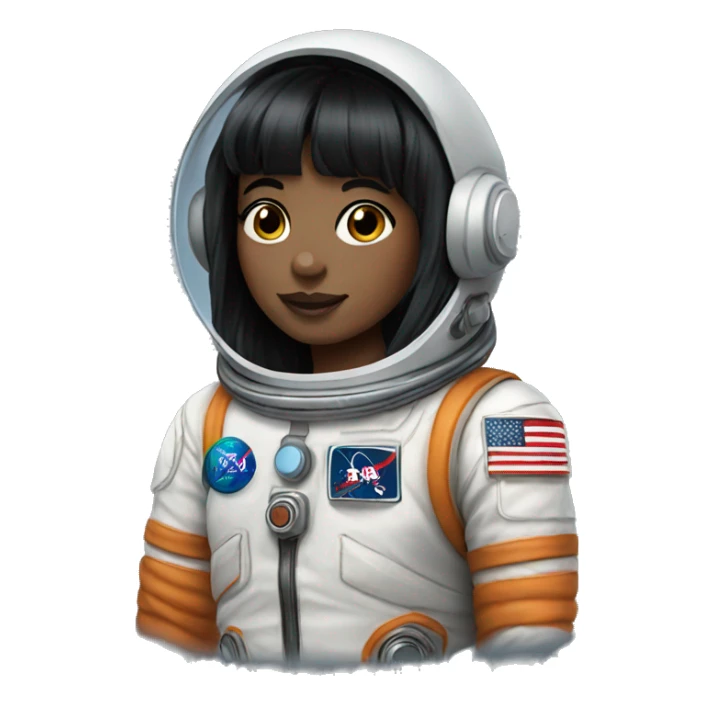 astronaut girl black hair and bangs sticker