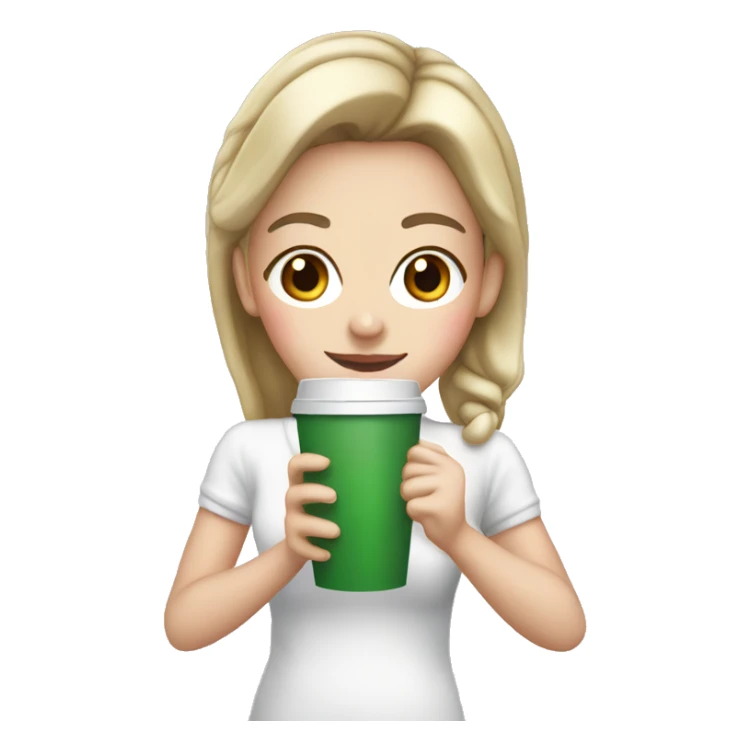 White girl in Christmas clothes drinking a coffee sticker