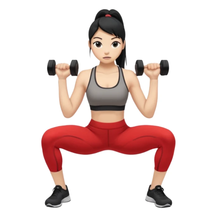 Women with long black ponytail doing a squat with no weights sticker