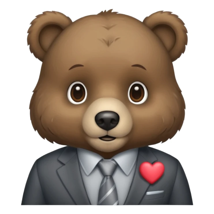 Bear with grey tie and grey heart sticker