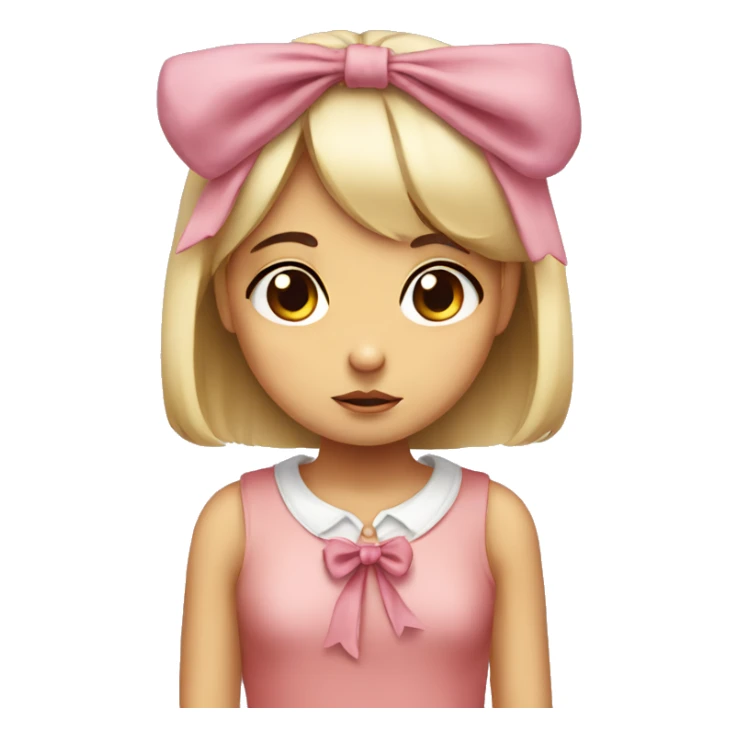 girl rabbit sad big eyes with a head bow sticker