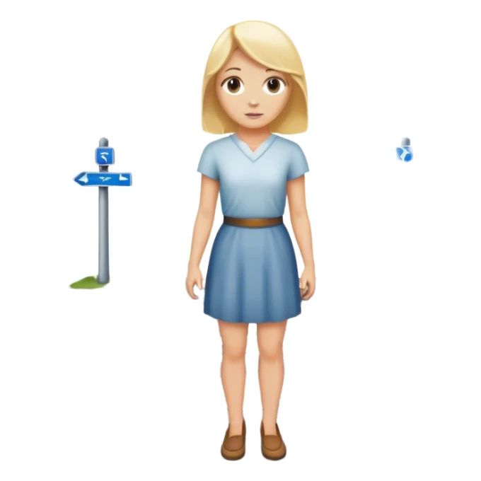 back of blonde woman stands In front at a crossroads between two paths—one illuminated, the other in shadow... scary and sunlight ... sticker