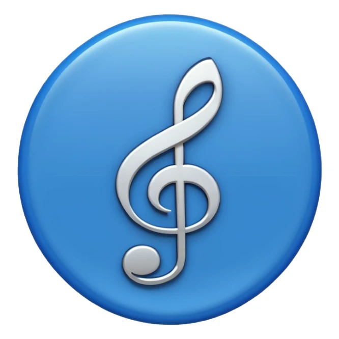 Create an emoji that looks just like the Instagram verified blue tick but with a music symbol in the middle instead of a tick sticker