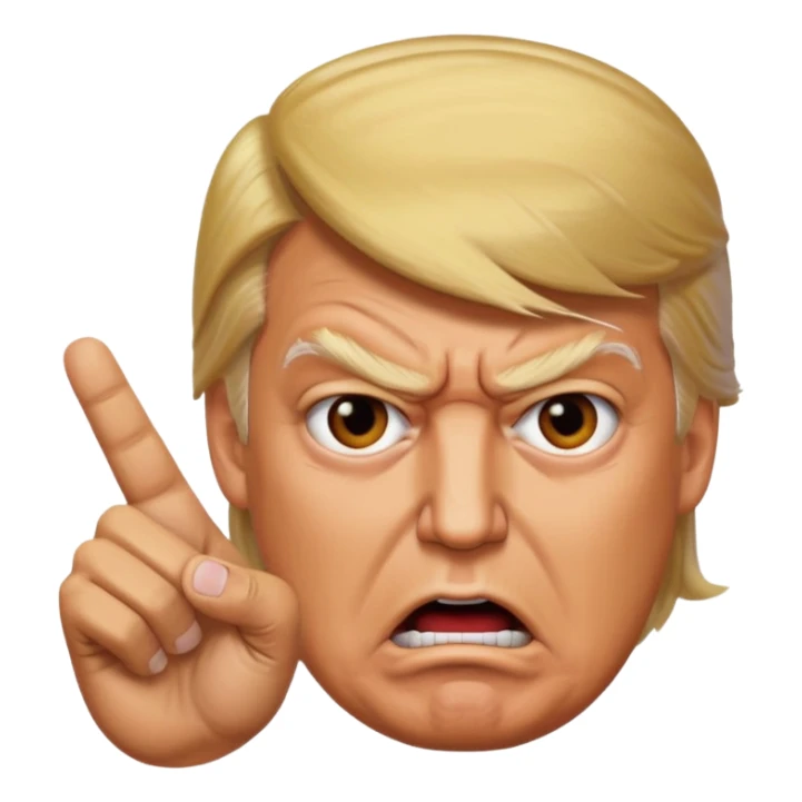 donald trump is angry. and he shows it with hand sticker