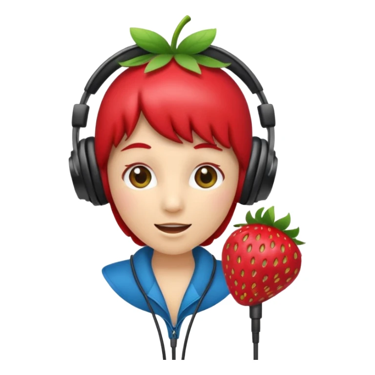 A strawberry holding mic and wear headphone sticker