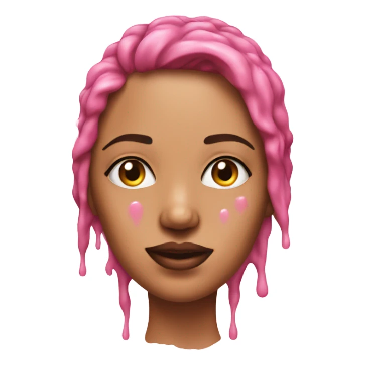 woman with sweat drips on her face ,pink realistic sticker