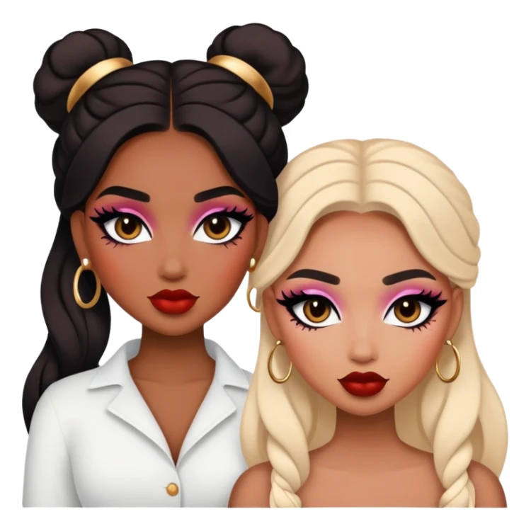 Boujy baddie different best friends, trendy heavy makeup sticker