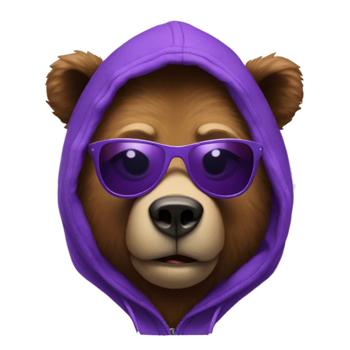 Bear wearing purple hoodie and sunglasses  sticker