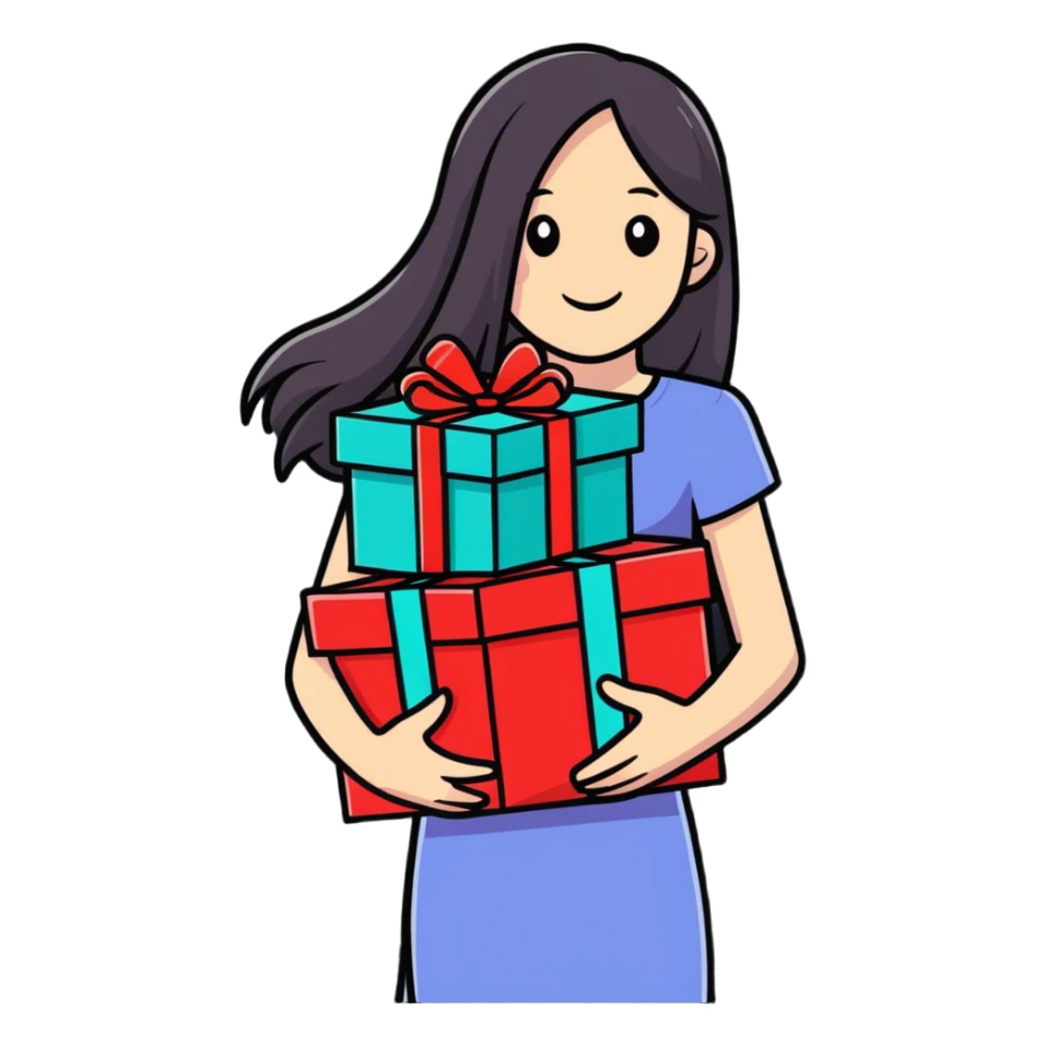 Girl giving presents  sticker