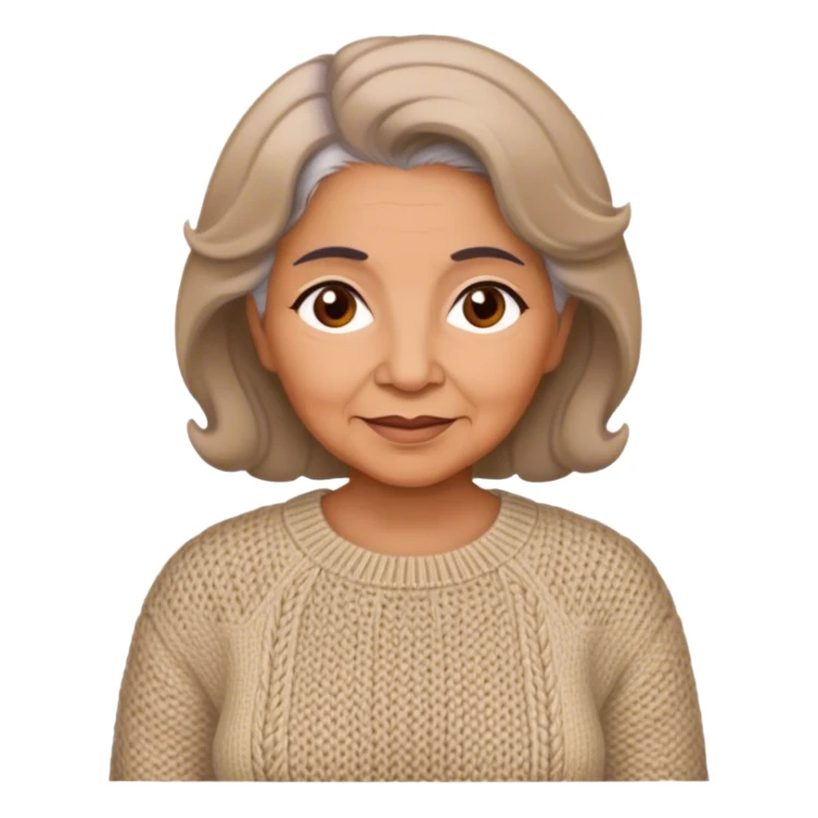 Latina grandmother, light brunette, with knitted sweater sticker