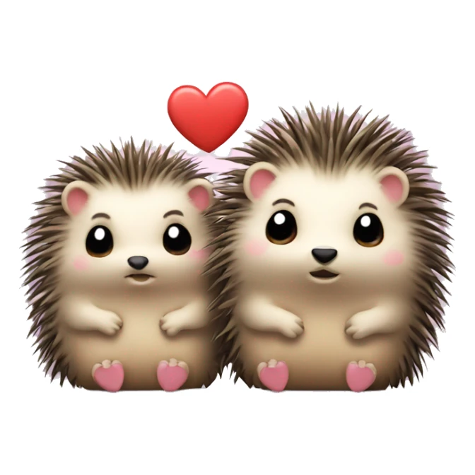 two cute porcupines sitting close together with hearts sticker