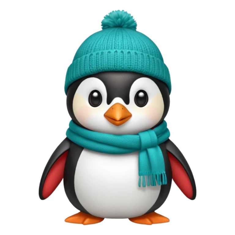 Penguin with a red beanie and a teal scarf sticker
