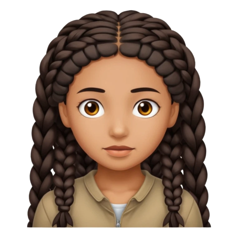 Tan skin girl dark hair with many small braids  sticker