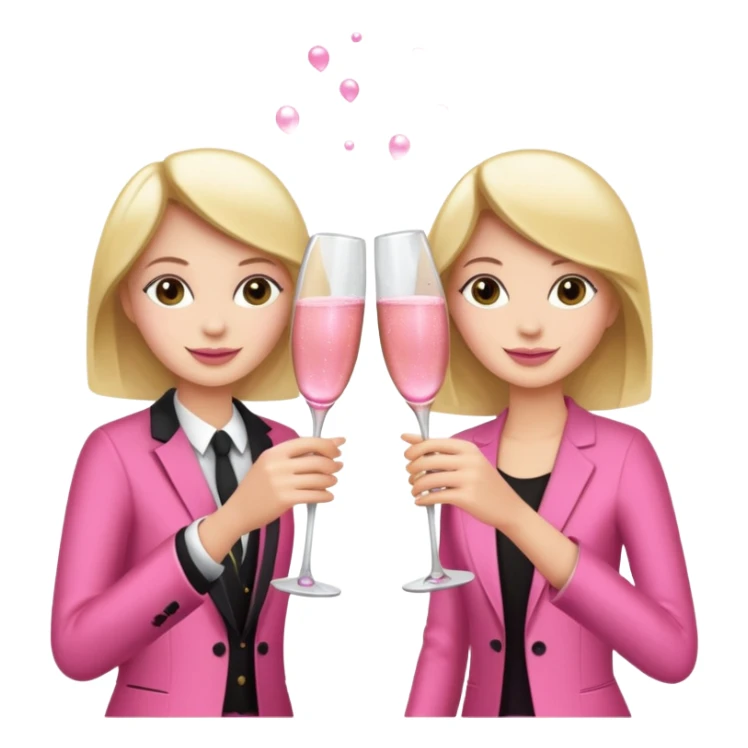 champagne glasses with pink champagne giving cheers two people sticker