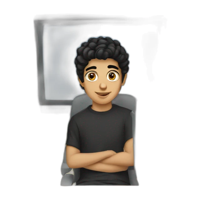 young arab man with black hair on a computer sticker