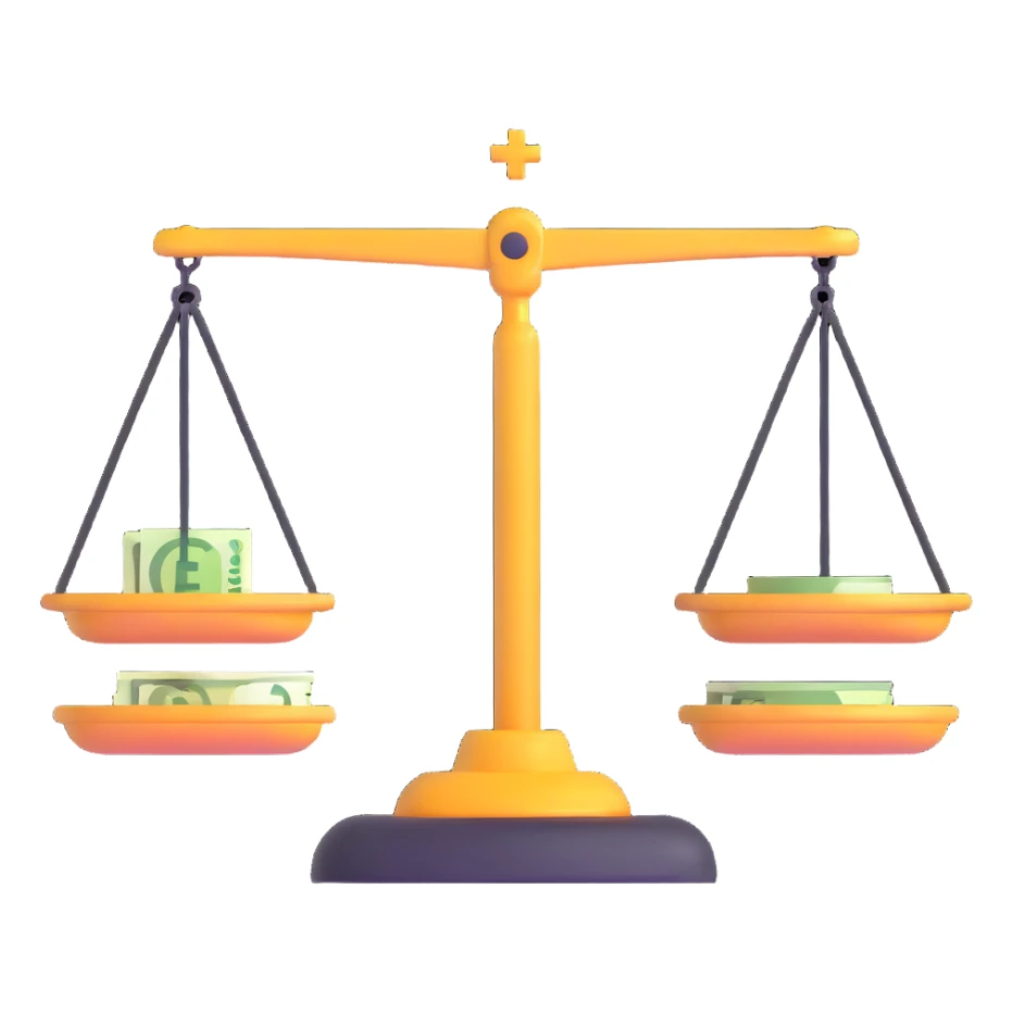 Balance scale with Euro symbols in the trays sticker