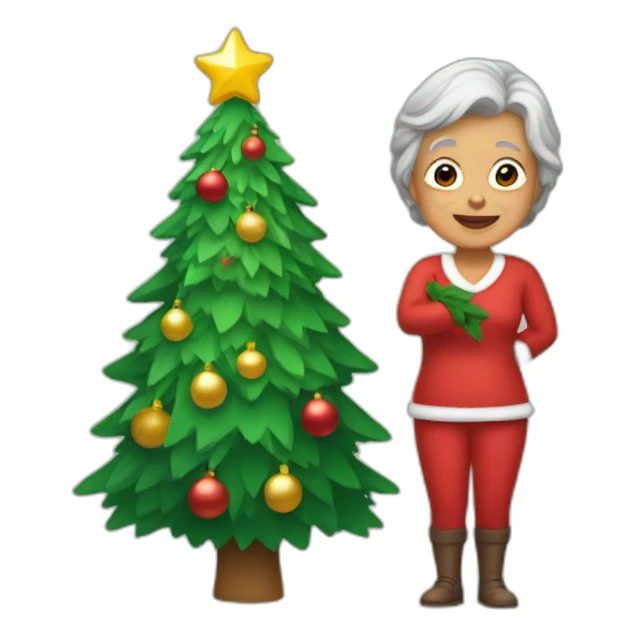 Christmas tree and grandmother sticker