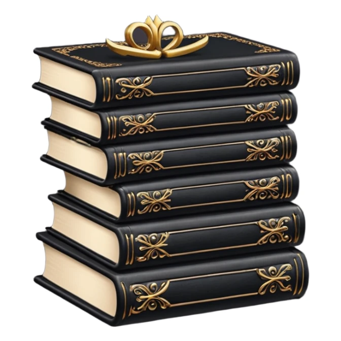 5 black gothic books on top sticker