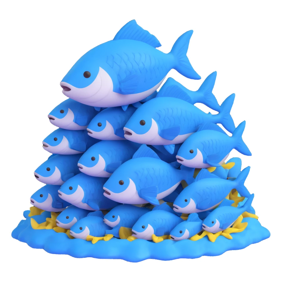 large pile of blue fish, variation 2 sticker