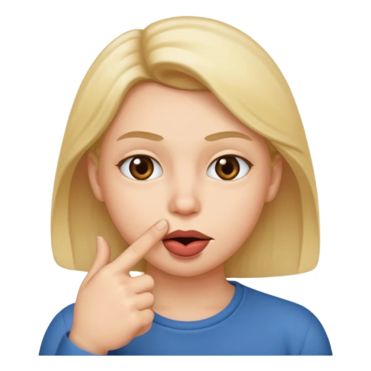 finger in mouth with a smirky face  sticker