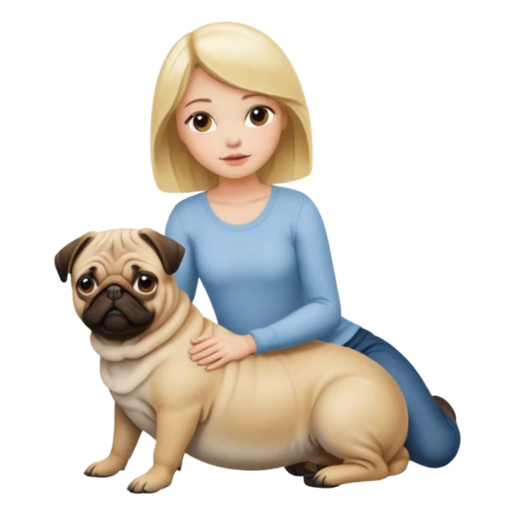 ￼blonde woman sitting on pug sticker