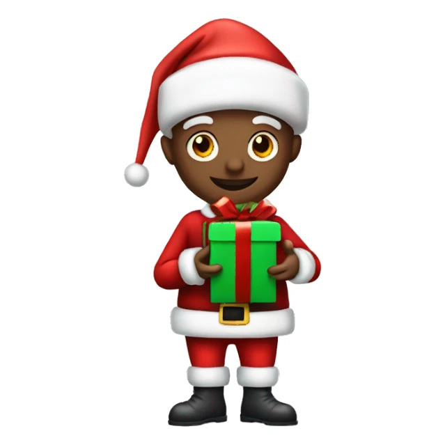 Christmas santa With Christmas elf holding presents sticker