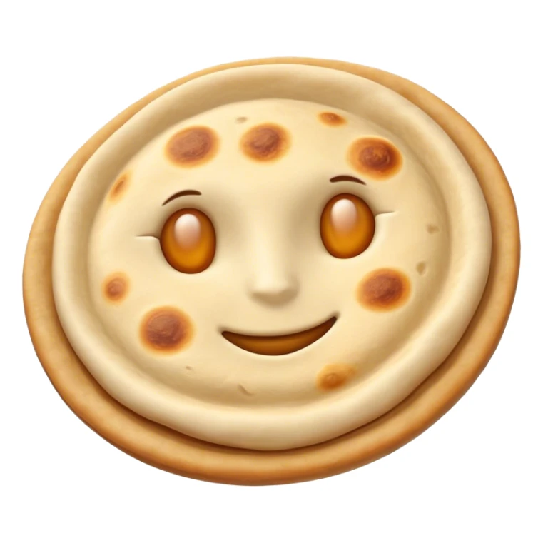 Cinematic Realistic Roti Dish Emoji, showcasing freshly made flatbread rendered with lifelike detail and warm natural lighting. sticker