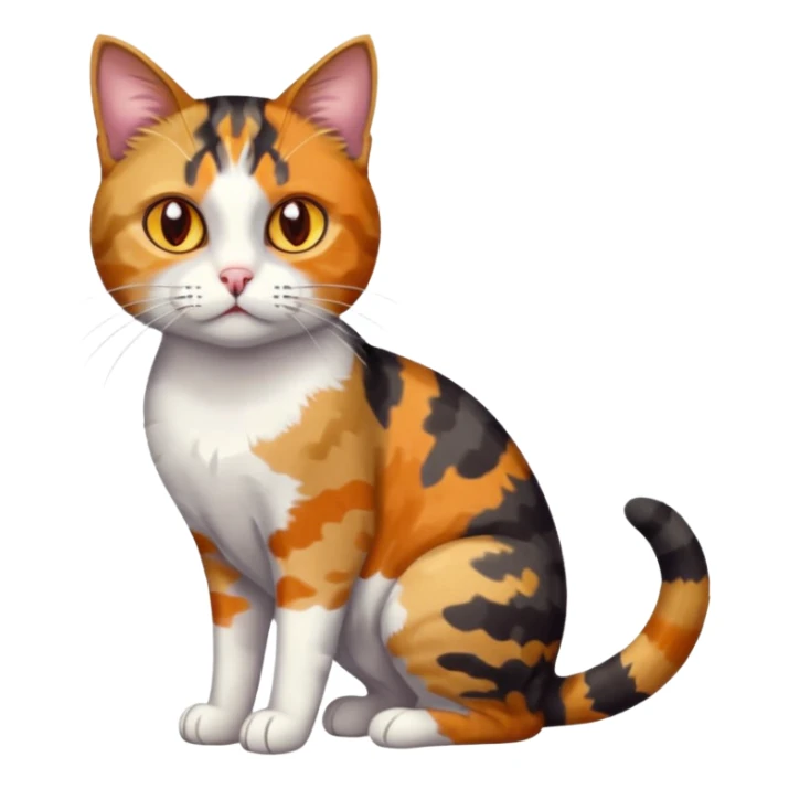 full body anxious looking colourful light patched calico tabby cat with hazel eyes sticker