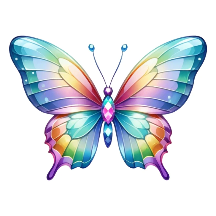 Pastel sparkly glittery iridescent rainbow glass crystal butterfly sticker