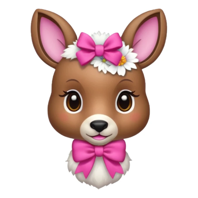 Cute Doe with a pink bow and with flowers in the background  sticker