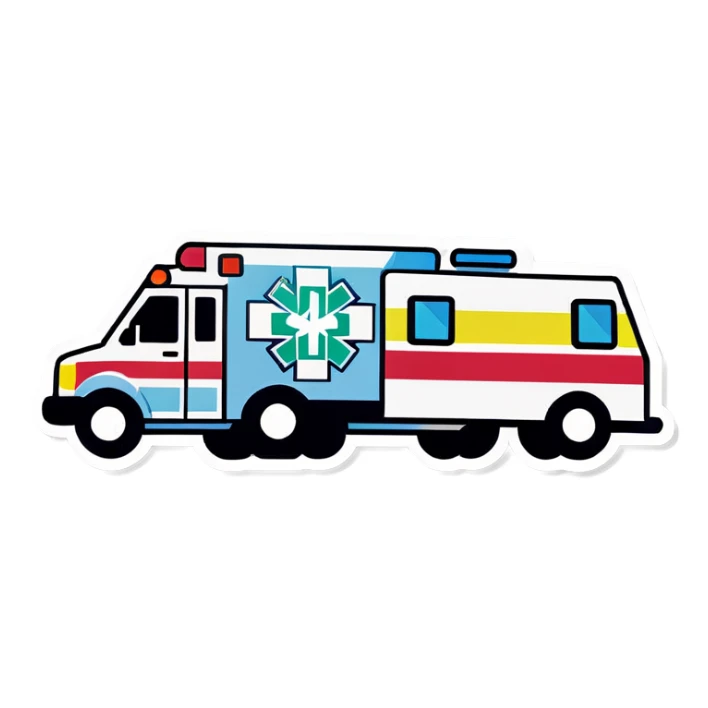 A doctor laying underneath an ambulance fixing sticker