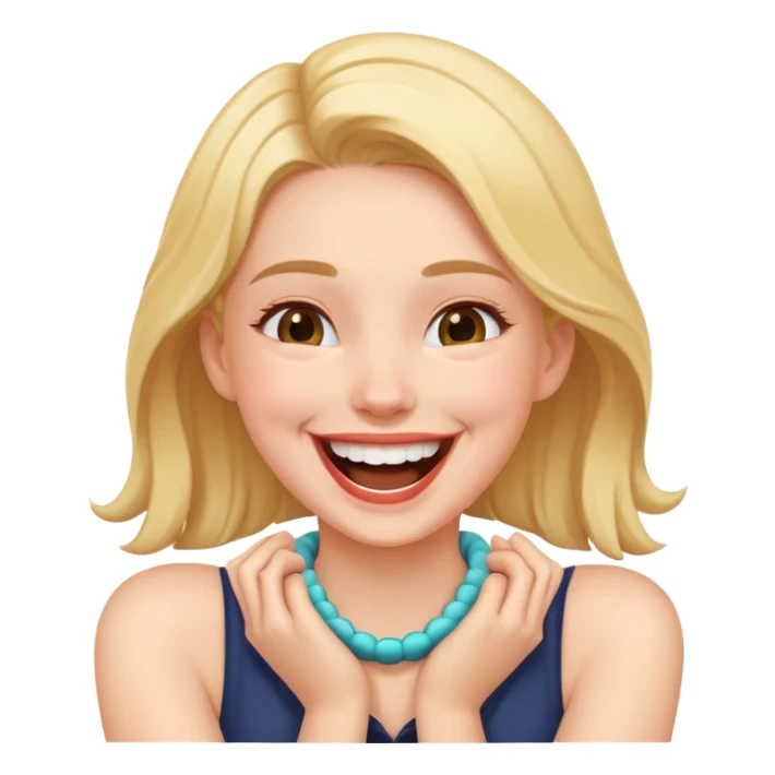 girl laughing with hands around her neck  sticker