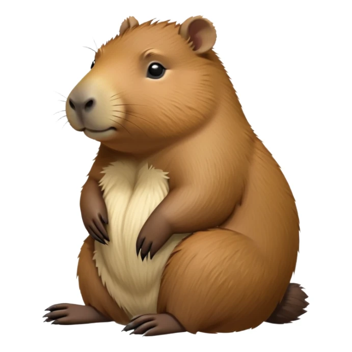 cinematic-capybara-realistic-full-body-sitting-emoji,-plump-and-relaxed-body-soaking-in-the-warm-sun,-short-brown-fur-slightly-ruffled,-head-tilted-dramatically,-calm-expressive-eyes-exuding-serene-wisdom,-simplified-yet-realistic-focused-features,-highly-detailed,-glowing-with-an-almost-sarcastic-glow sticker