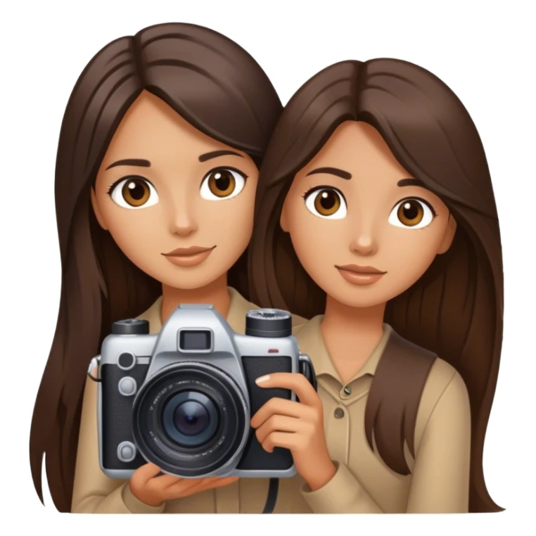 beautiful top model brunette girl long hair holding a camera  sticker