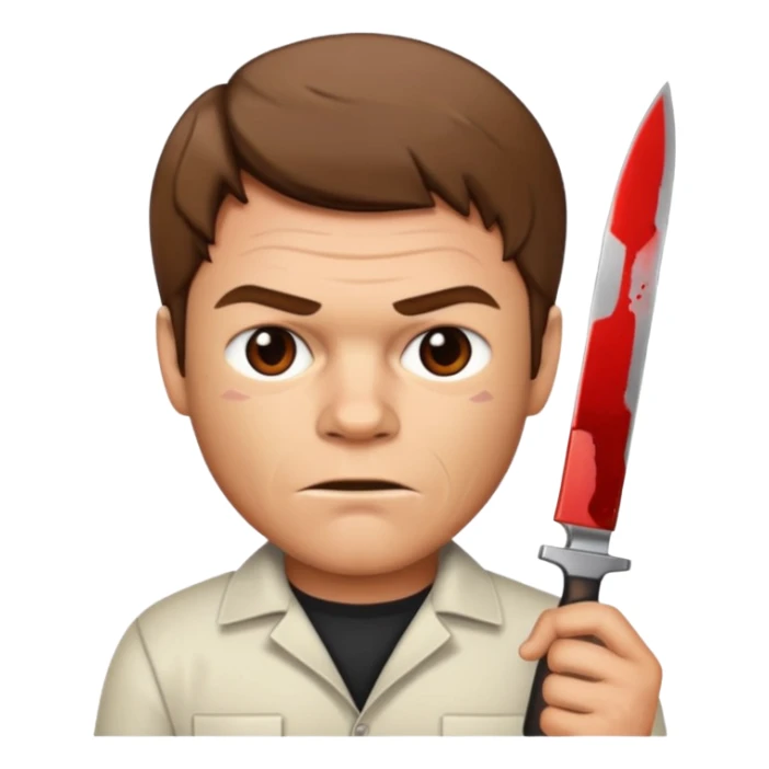 Dexter Morgan holding a knife, emoji style sticker