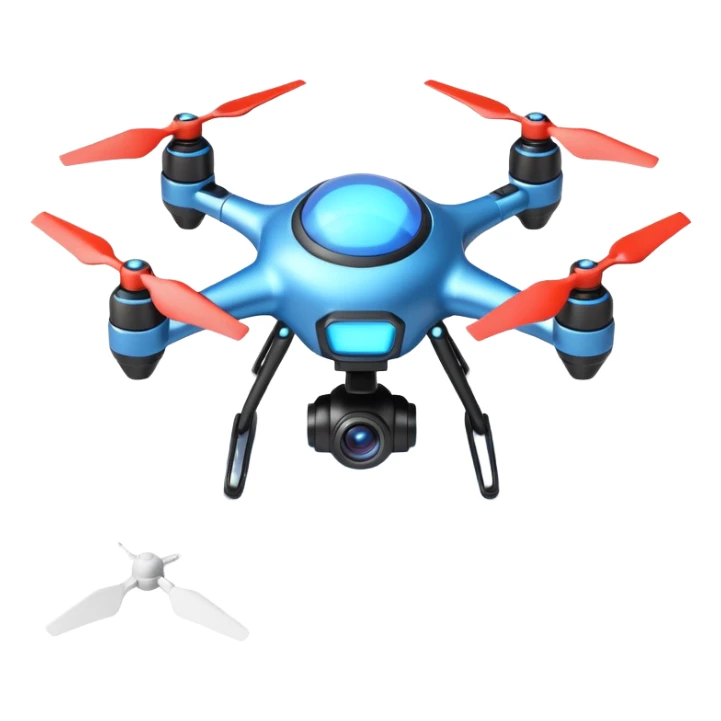 space explorer drone object icon, small futuristic drone with camera lens, glowing blue lights, sci-fi metal body, antenna details, 3D cartoon, mobile game icon style, centered, clean background, soft shadow, no text, no watermark
 
 sticker